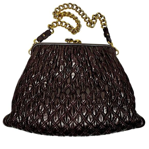 Marc Jacobs Plum MINA Stam Bag Kiss Lock Frame Purse Shoulder Quilted Elastic - Picture 3 of 16